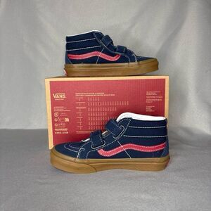 New Boys Vans SK8-Mid Reissue V Little Kids Sz 1 Blue Red Old School Suede $50